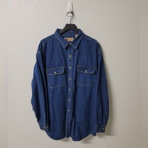 Big Mac Blue Denim Pocket Buttom Down Work Shirt Men's 2XLT Tall